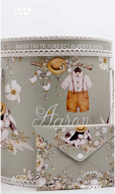Botanical trusou botez cu iepurii flori si crengute de salvie Rabbit Sage 1